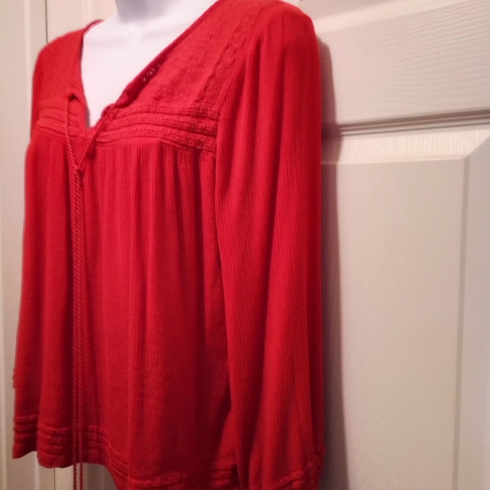 Solitare Long Sleeves Red Peasant Bo-Ho Size Medium - Picture 2 of 6